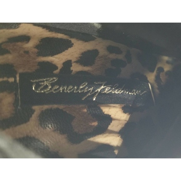 Beverly Feldman Ankle Boots Stiletto Pointed Toe Flower Embroidered Black 5.5 - Picture 10 of 12